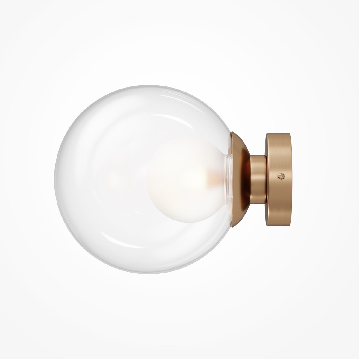 Basic form Ø20 Gold wandlampe Von Maytoni - Mit einem runden, klaren Glasschirm und einem goldenen Sockel spendet die Lampe ein weiches und warmes Licht, das eine einladende Atmosphäre schafft.