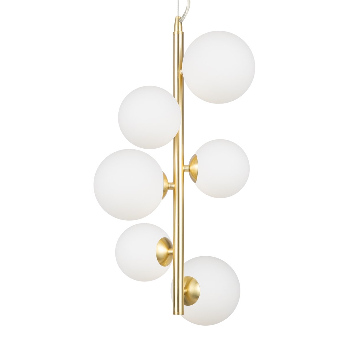 Dallas Ø30 Gold hängelampe Von Maytoni - Ihr einzigartiges Design mit runden Glaskuppeln in verschiedenen Richtungen erzeugt ein dramatisches und elegantes Lichtspiel, das den Raum mit Wärme und Charakter erfüllt.