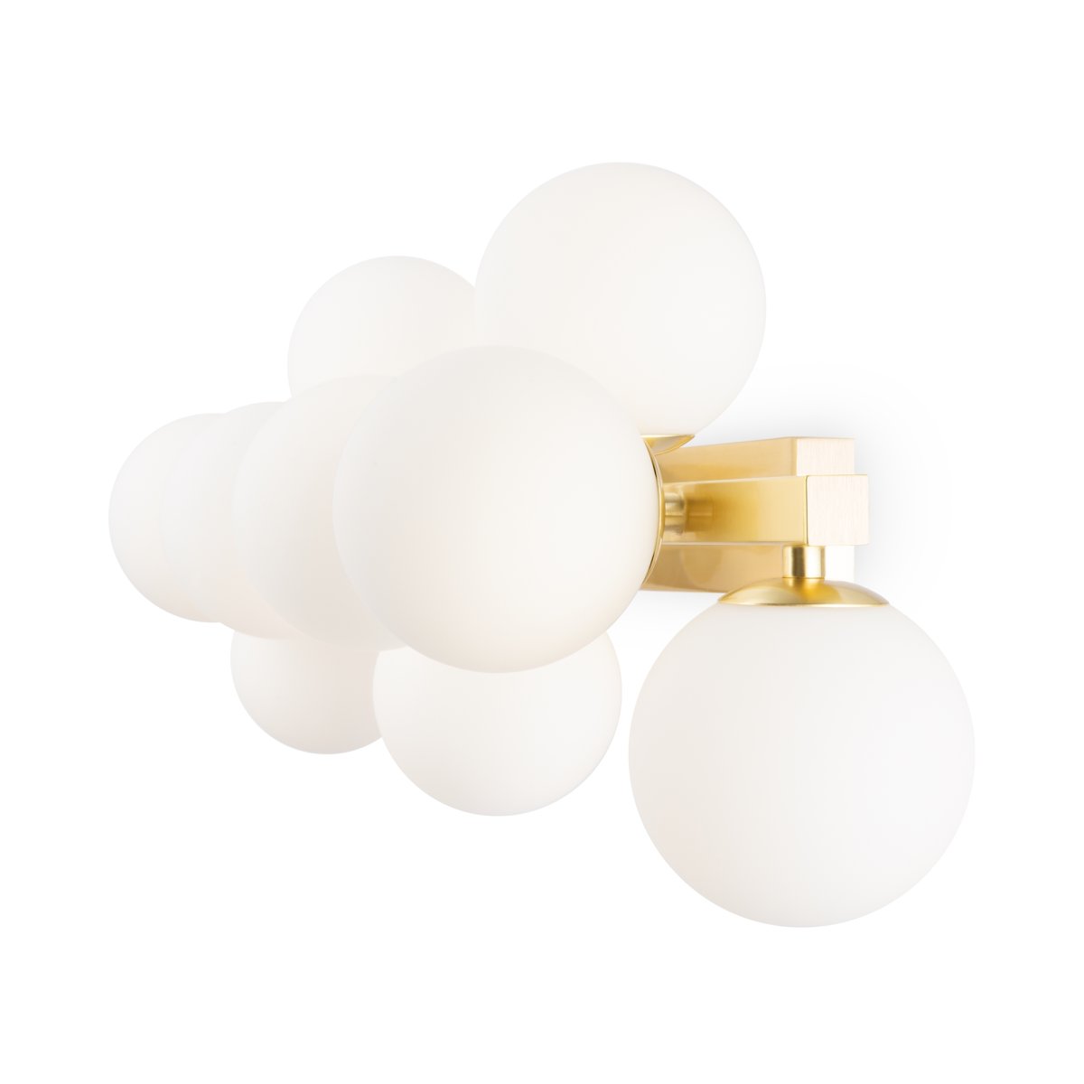 Dallas 65cm Gold wandlampe Von Maytoni - Ihr einzigartiges Design mit runden Glaskuppeln in verschiedenen Richtungen erzeugt ein dramatisches und elegantes Lichtspiel, das den Raum mit W&auml;rme und Charakter erf&uuml;llt.