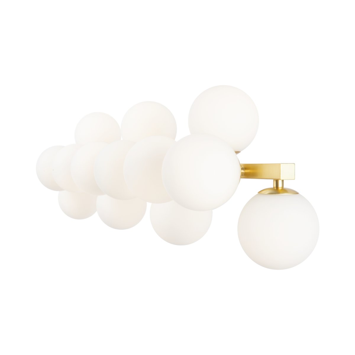 Dallas 95cm Gold wandlampe Von Maytoni - Ihr einzigartiges Design mit runden Glaskuppeln in verschiedenen Richtungen erzeugt ein dramatisches und elegantes Lichtspiel, das den Raum mit W&auml;rme und Charakter erf&uuml;llt.