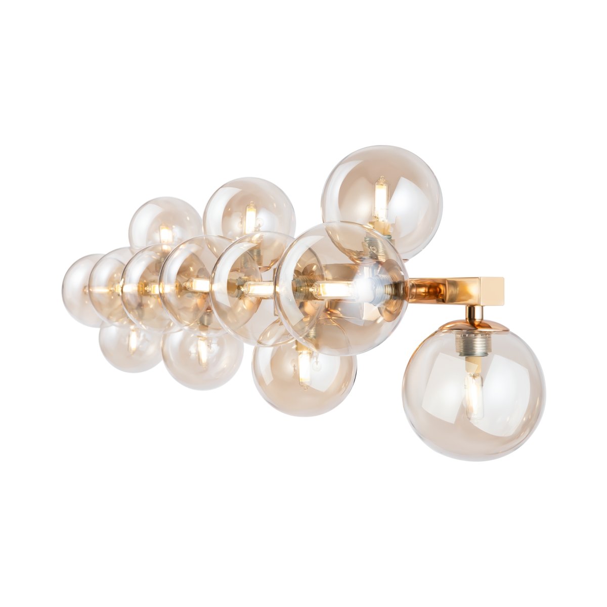 Dallas 95cm Gold wandlampe Von Maytoni - Ihr einzigartiges Design mit runden Glaskuppeln in verschiedenen Richtungen erzeugt ein dramatisches und elegantes Lichtspiel, das den Raum mit Wärme und Charakter erfüllt.
