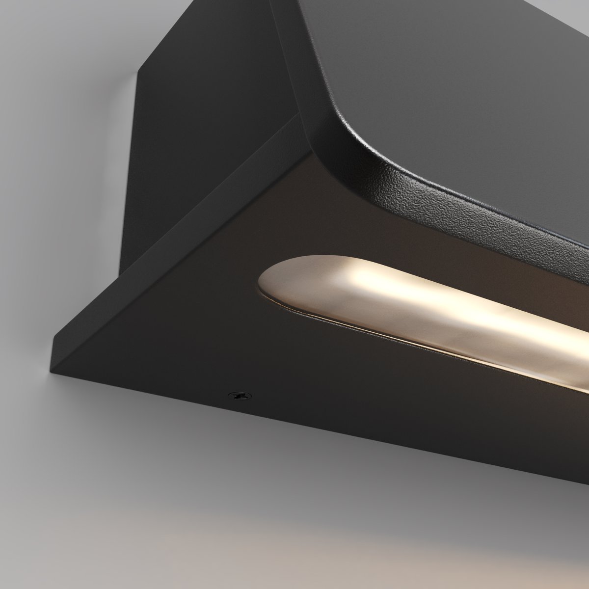 Trupp Graphit außenlampe Von Maytoni - Die Trupp-Wandleuchte verfügt über ein innovatives Design mit seitlich gerichtetem Lichtfluss, wodurch ein einzigartiger und unsichtbarer Lichteffekt entsteht, der für eine besondere Atmosphäre sorgt.
