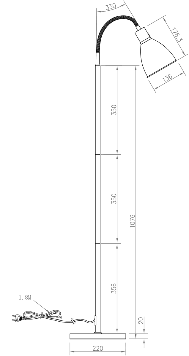 Idre 1 Schwarz stehlampe Von Aneta Lighting - Idre ist eine stilvolle Stehleuchte aus mattschwarzem Metall mit einem eleganten Zierring aus Chrom.