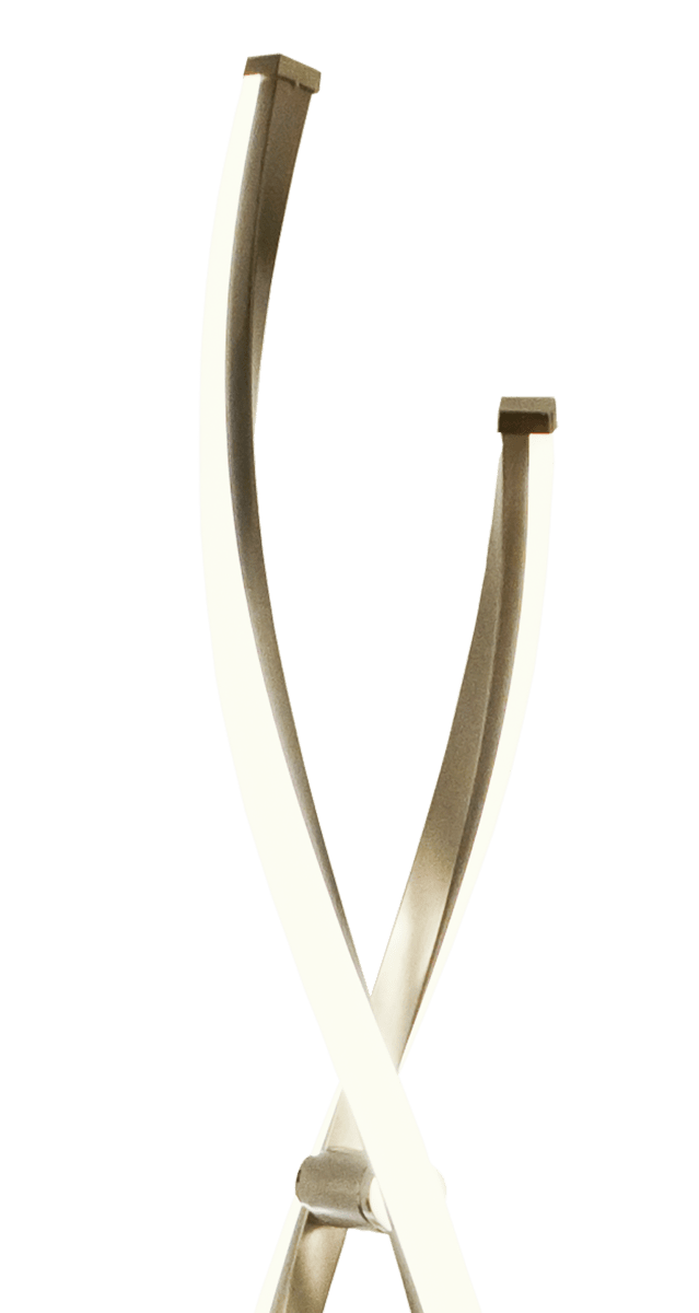 Swirl Stahl stehlampe Von Aneta Lighting - Die gedrehte Form bringt Leben in den Raum und sorgt f&uuml;r eine sch&ouml;ne Lichtverteilung, die durch die eingebaute integrierte LED-Beleuchtung noch verst&auml;rkt wird.