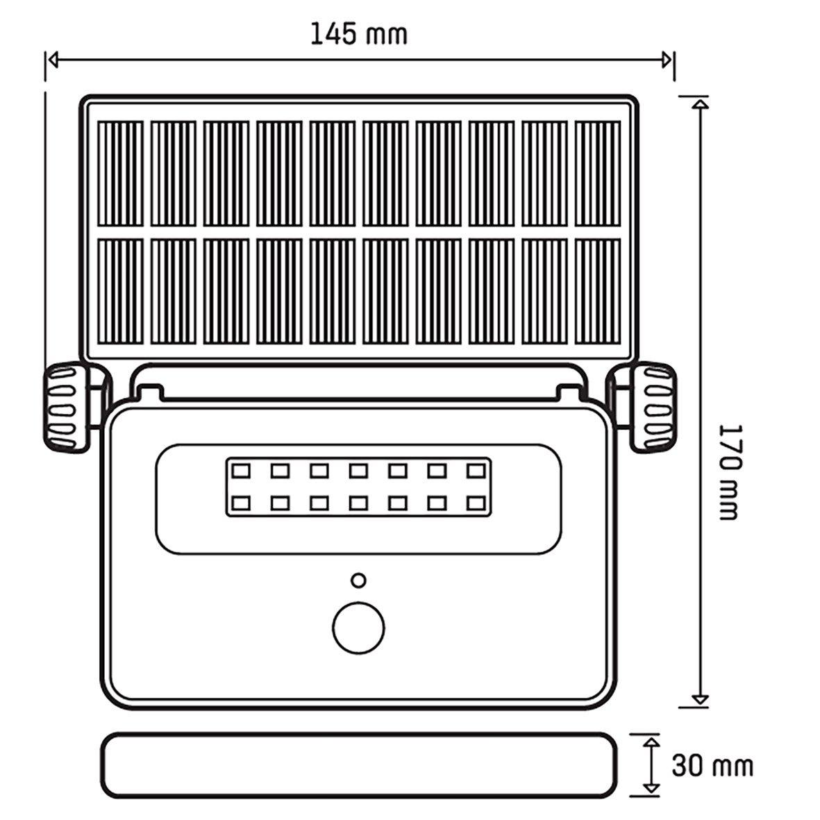 Batteriebetriebener Strahler mit Sensor Schwarz solarleuchte Von Designlight - Bei Dunkelheit (weniger als 10 Lux) und Bewegung in einem Umkreis von 5 m um die Leuchte schaltet sich diese automatisch ein und leuchtet 30 Sekunden lang ab der letzten registrierten Bewegung.