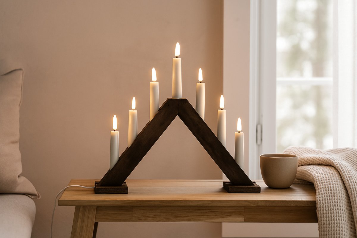 Sara Holz Von Pixie Design - Sara ist ein klassischer Kerzenst&auml;nder mit sieben Armen aus Holz.