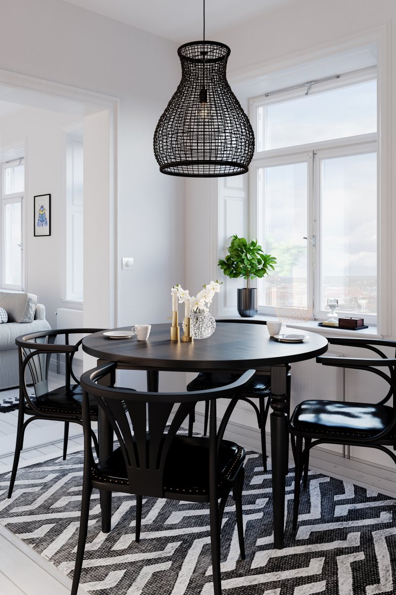 Seagrass Ø50 Schwarz hängelampe Von By Rydéns - Das schwarze Textilkabel ist 120 Zentimeter lang und die Lampe lässt sich heben und senken.