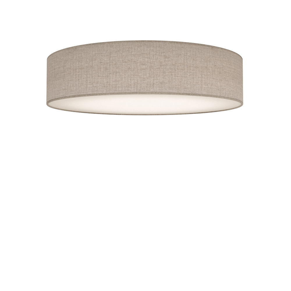 Soft Ø50 Beige Leinen deckenleuchte Von Belid - Der Lampenschirm aus Leinen in einem natürlichen Beigeton harmoniert perfekt mit der weißen Fußplatte, die für eine gleichmäßige und blendfreie Ausleuchtung sorgt.
