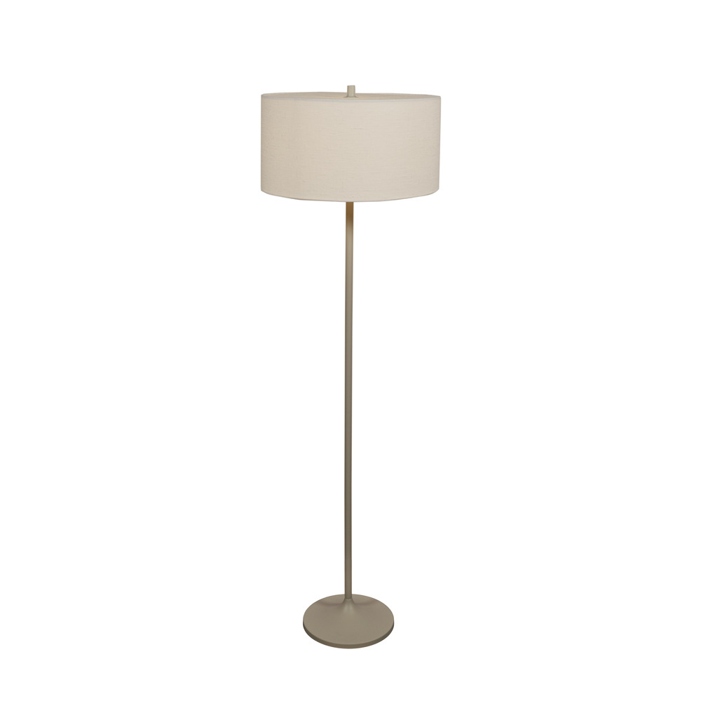 Soft Weiß/Sand stehlampe Von Belid - Der integrierte Blendschutz aus recyceltem und recycelbarem PMMA tr&auml;gt zu einem gleichm&auml;&szlig;igen und angenehmen Lichtbild bei.