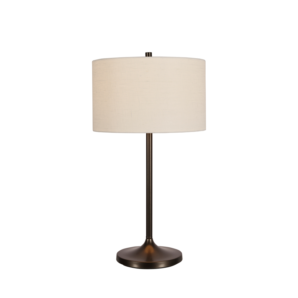 Soft 64cm Weiß/Bronze tischlampe Von Belid - Der Schirm aus wei&szlig;em, europ&auml;ischem Flachs und der Fu&szlig; in metallischem Bronze-Finish verleihen ihr eine elegante Note.