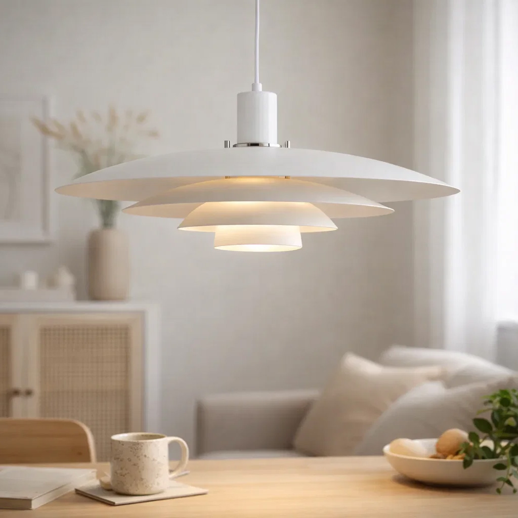 Stealth Ø50 Weiß hängelampe Von Nordic Lighting - Die Leuchte wird mit zwei Sets an Details geliefert &ndash; Kn&ouml;pfen und Ringen in Chrom und Wei&szlig; &ndash; sodass Sie den gew&uuml;nschten Ausdruck w&auml;hlen und das Design an Ihre Einrichtung anpassen k&ouml;nnen.