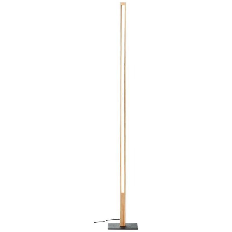 Arion Holz stehlampe Von Brilliant - Die Leuchte verbreitet warmweißes Licht mit 3000 Kelvin und ergänzt mit 1400 Lumen die allgemeine Raumbeleuchtung.