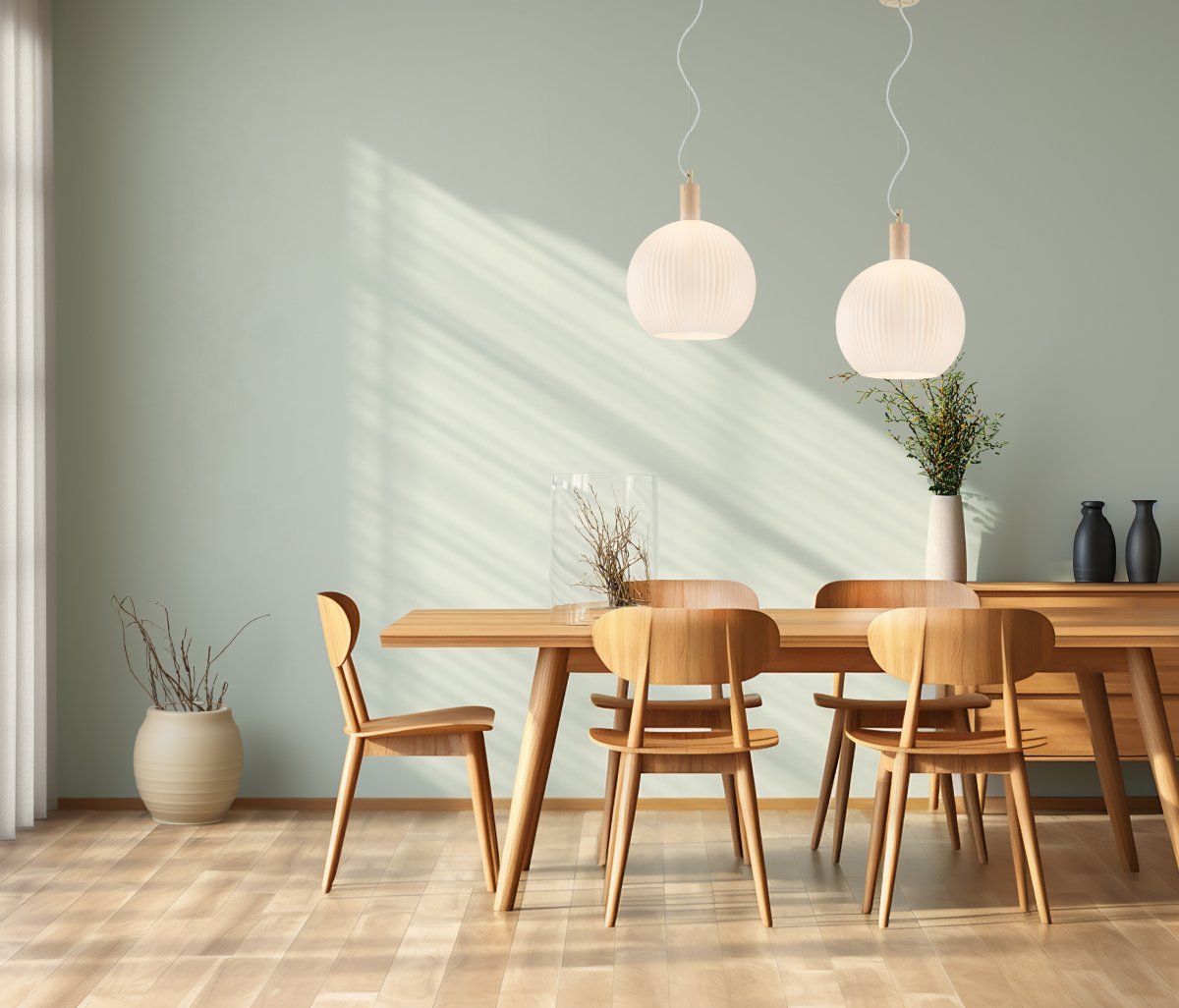 Lapponia Ø35 Weiß hängelampe Von Aneta Lighting - Die Lapponia Deckenleuchte aus Glas und weiß geöltem Holz verleiht Ihrem Zuhause eine natürliche und gemütliche Atmosphäre.