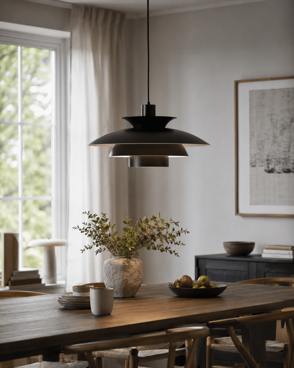 Stealth 2 Ø50 Schwarz hängelampe Von Nordic Lighting - Sie eignet sich perfekt f&uuml;r die Platzierung &uuml;ber dem Esstisch oder im Wohnzimmer und vereint Funktion und Stil auf ideale Weise.