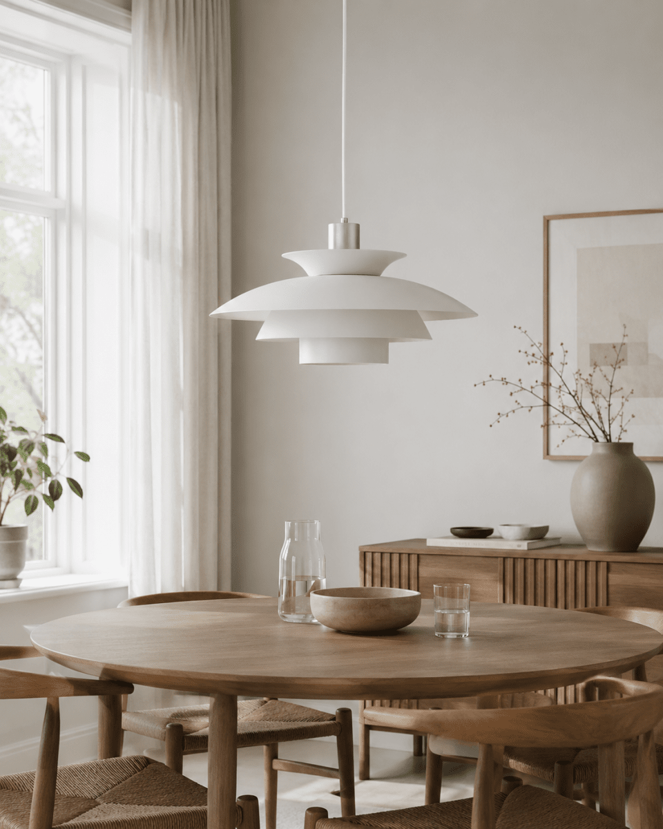 Stealth 2 Ø50 Weiß hängelampe Von Nordic Lighting - Sie eignet sich perfekt f&uuml;r die Platzierung &uuml;ber dem Esstisch und vereint Funktion und Stil auf ideale Weise.