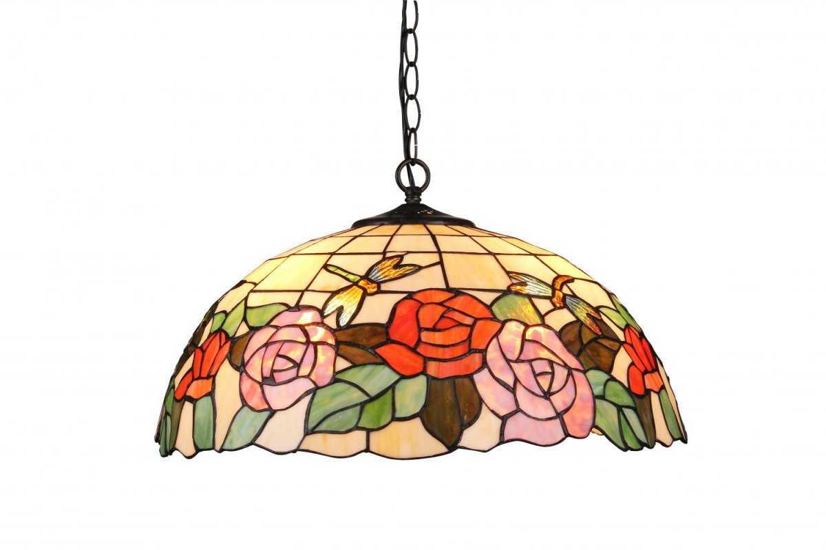 Rosor Ø50 Mehrfarbig Von Norrsken Design - Roses ist eine klassische Tiffany-Lampe mit einem wunderschönen Design mit Blumen und Schlangen in verschiedenen Farben.