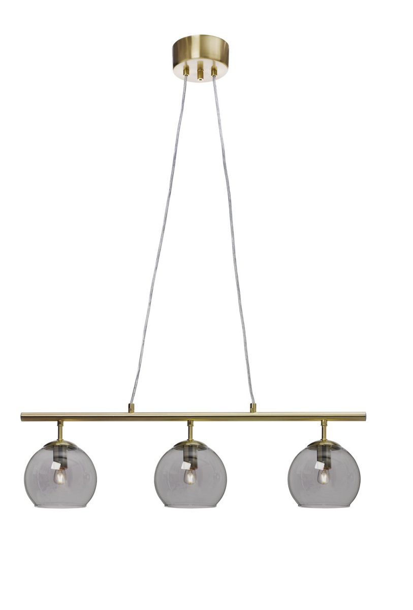 Capella 70cm Gebürstetes Messing hängelampe Von Cottex - Die Rauchglasschirme sind nicht nur stilvoll, sondern verhindern auch Blendung.
