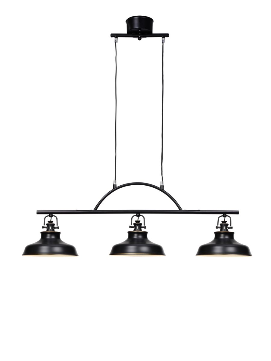New Haven 96cm Antikschwarz hängelampe Von Cottex - Die Deckenleuchte New Haven aus Metall mit schwarzem Antik-Finish ist eine stilvolle Lampe im Industriestil, die dem Raum ein trendiges Flair verleiht.