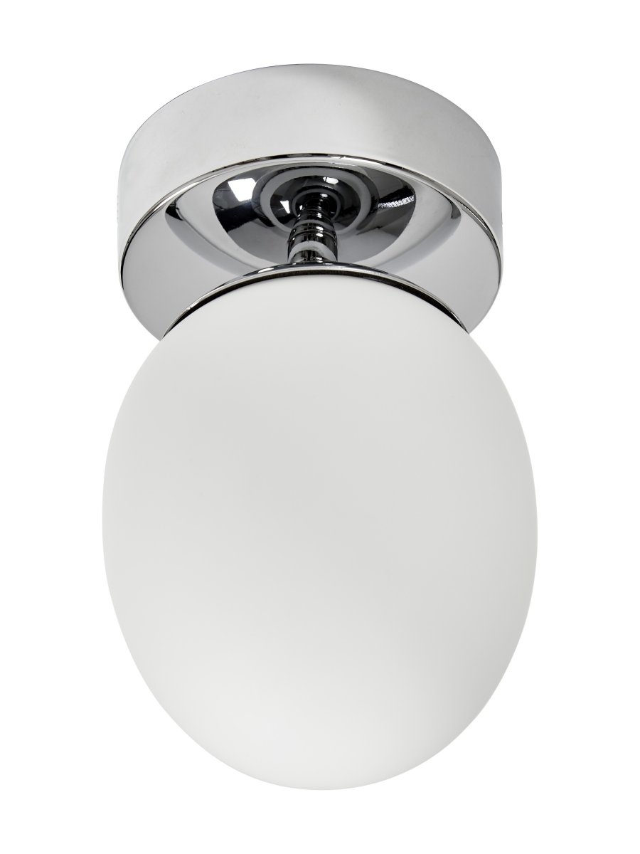 Klasen Ø12 Chrom badezimmerlampe Von Armaturhantverk - Diese klassische Badezimmer-Deckenleuchte mit rundem, weißem Glasschirm und stilvollem Chromsockel sorgt für ein sanftes und angenehmes Licht, das eine entspannende Atmosphäre in Ihrem Badezimmer schafft.