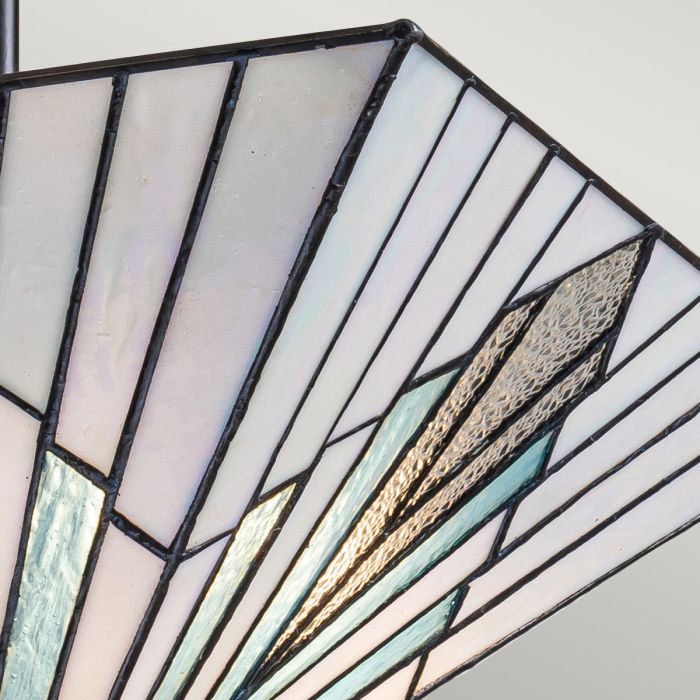 Alderley 38cm Mehrfarbig Von Elstead Lighting - Wenn die Lampe eingeschaltet ist, haben die blauen Glasplatten eine schöne Aquamarinfarbe, während die strukturierten Platten funkeln.