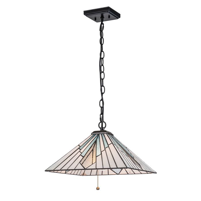Alderley 38cm Mehrfarbig Von Elstead Lighting - Die Glasplatten haben eine schöne Aquamarinfarbe, während die strukturierten Platten funkeln.