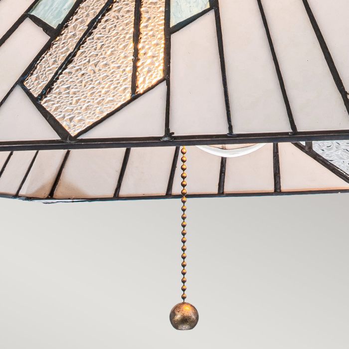 Alderley 38cm Mehrfarbig Von Elstead Lighting - Die Glasplatten haben eine schöne Aquamarinfarbe, während die strukturierten Platten funkeln.