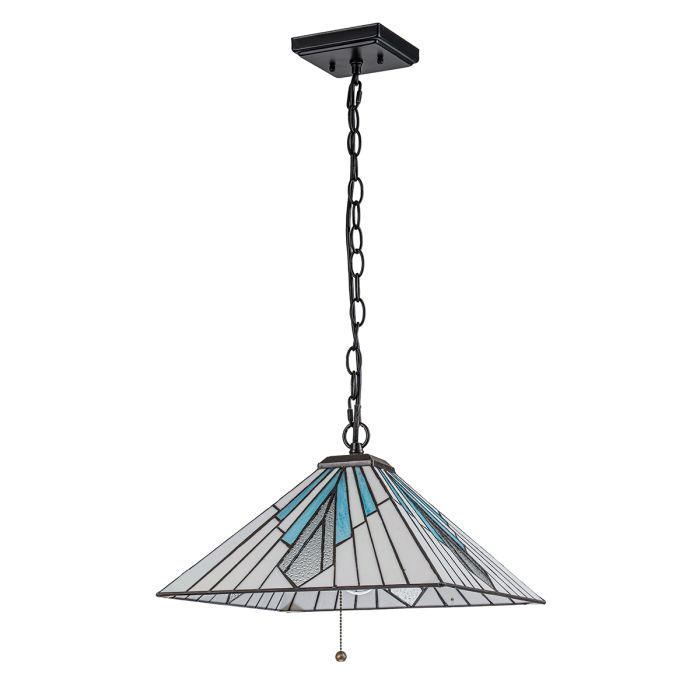 Alderley 38cm Mehrfarbig Von Elstead Lighting - Die Glasplatten haben eine schöne Aquamarinfarbe, während die strukturierten Platten funkeln.