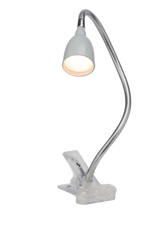 Anthony Grau klemmlampe Von Brilliant - Die Klemmleuchte Anthony ist eine praktische und flexible Beleuchtungsl&ouml;sung, die sich perfekt f&uuml;r beengte Platzverh&auml;ltnisse eignet, beispielsweise an Tischkanten oder Regalen.