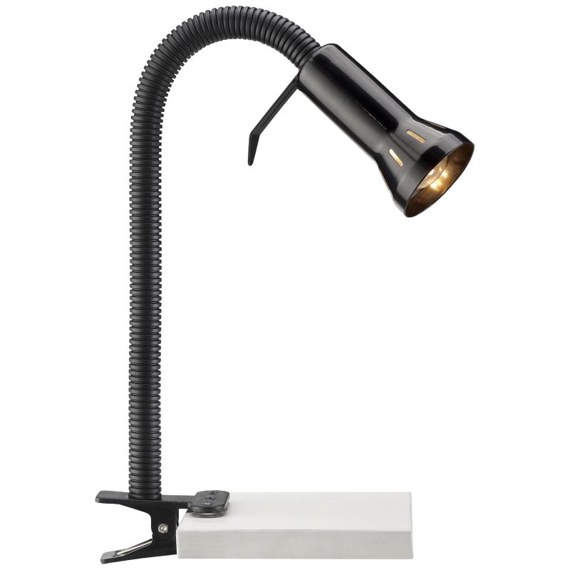 Flex Schwarz klemmlampe Von Brilliant - Flex ist eine praktische Klemmleuchte, die sich mit ihrem Klemmfu&szlig; einfach an der Tisch- oder Regalkante befestigen l&auml;sst &ndash; perfekt, wenn der Platz begrenzt ist und ein herk&ouml;mmlicher Lampenfu&szlig; nicht passt.