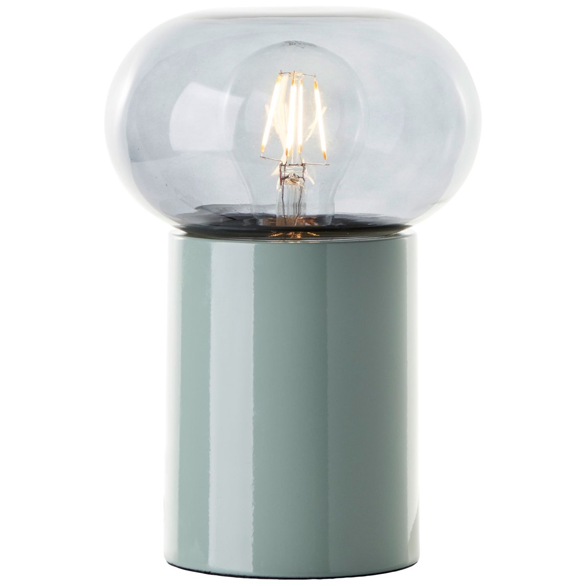 Knut 22cm Grün tischlampe Von Brilliant - Diese stilvolle Tischleuchte vereint Metall und Glas in einem modernen und dekorativen Design.