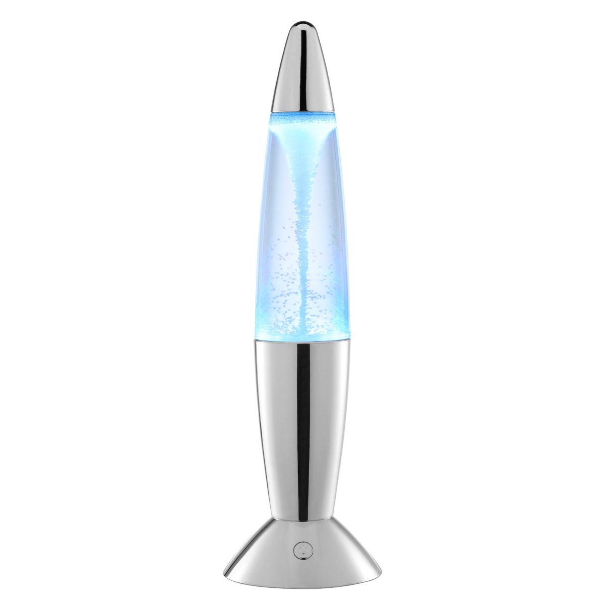 Stormlight 36cm Chrom kinderlampe Von Brilliant - Die chromfarbene Lampe verfügt über eine integrierte LED-Lichtquelle mit RGB-Beleuchtung, die in verschiedenen Farben wechselt und den wirbelnden Effekt beleuchtet.