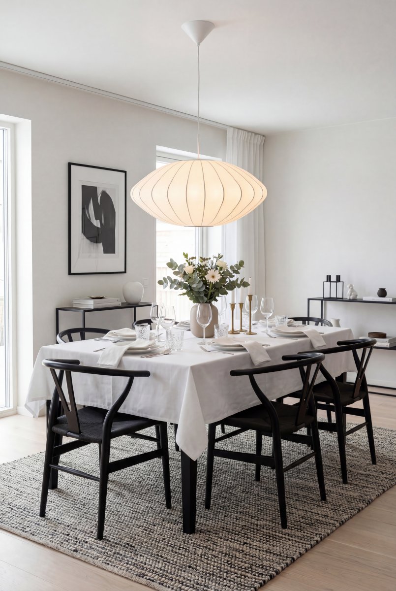 Josefine Ø50 Weiß hängelampe Von Aneta Lighting - Die Pendelleuchte Josefine ist eine elegante Leuchte mit einer weichen, harmonischen Form, die jedem Raum eine angenehme Atmosph&auml;re verleiht.