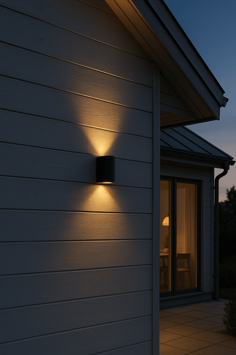 Tor duo Schwarz außenlampe Von Lampan - Lampan lyser fint ner och upp p&aring; v&auml;ggen och skapar en h&auml;rlig atmosf&auml;r.