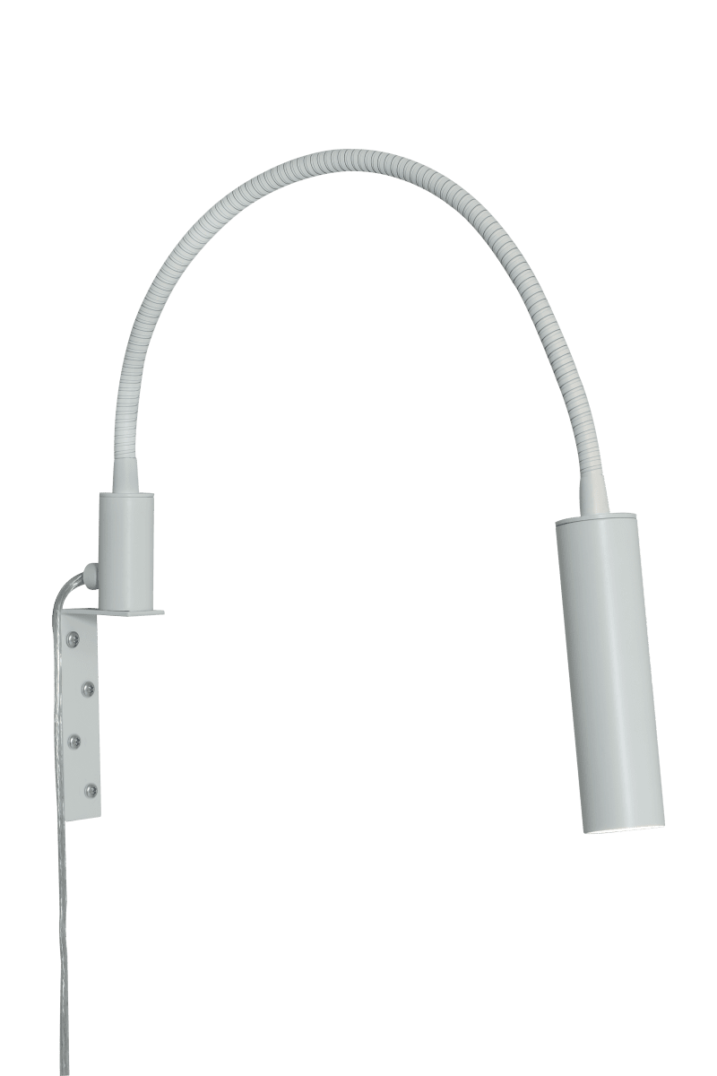 Artic Flex Weiß leselampe Von Aneta Lighting - Sie verf&uuml;gt &uuml;ber eine integrierte LED-Lichtquelle mit Dimmfunktion, die leicht zug&auml;nglich am Lampenkopf angebracht ist.