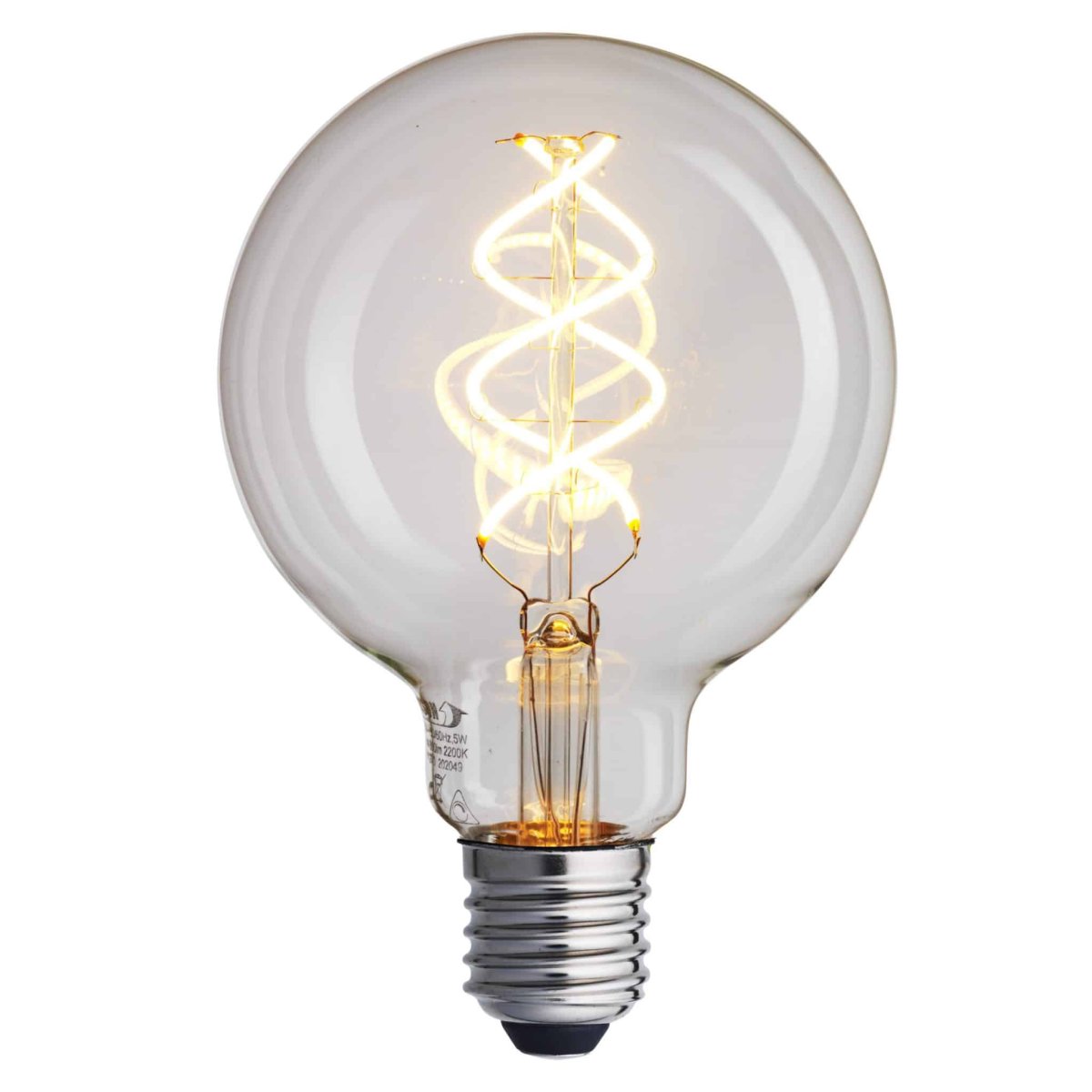 E27 Globuslampe 5W 2200K Dimmbar Transparent Von Unison - Die Lampe hat eine Leistung von 5W und eine Farbtemperatur von 2200K, die f&uuml;r ein warmes und gem&uuml;tliches Licht sorgt.