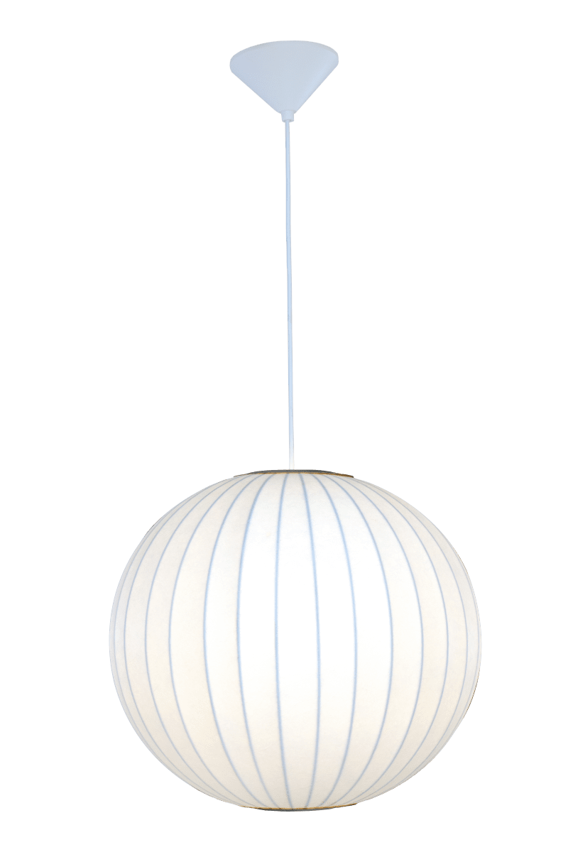 Kanoa Ø40 Weiß hängelampe Von Aneta Lighting - Im eingeschalteten Zustand verbreitet die Lampe ein angenehmes Licht, das durch den Stoff dringt und zu einer warmen und behaglichen Atmosph&auml;re im Raum beitr&auml;gt.