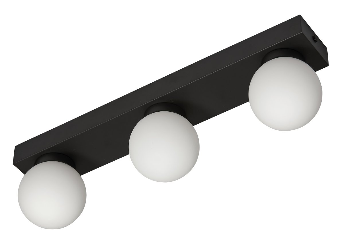 Sandhamn 40cm Schwarz badezimmerlampe Von Armaturhantverk - Mit ihren drei opalwei&szlig;en Glasschirmen verbreitet sie ein gleichm&auml;&szlig;iges und angenehmes warmwei&szlig;es Licht und schafft so eine einladende Atmosph&auml;re.