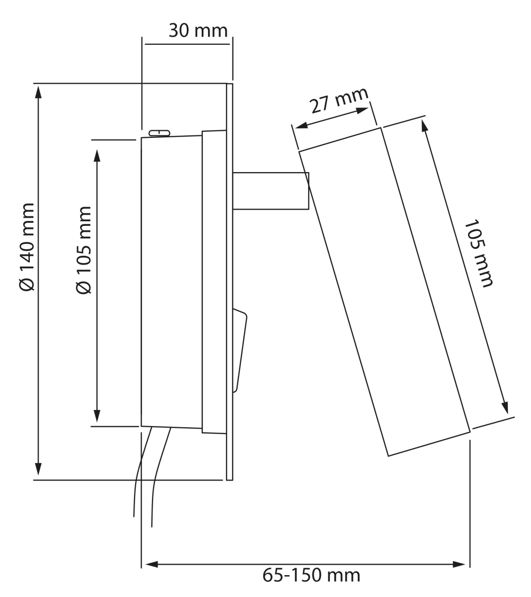 Ace Schwarz leselampe Von Aneta Lighting - Die Lampe verf&uuml;gt &uuml;ber ein Leselicht mit verstellbarem Kopf sowie eine indirekte Beleuchtung, die die Wand um die Lampe herum beleuchtet.