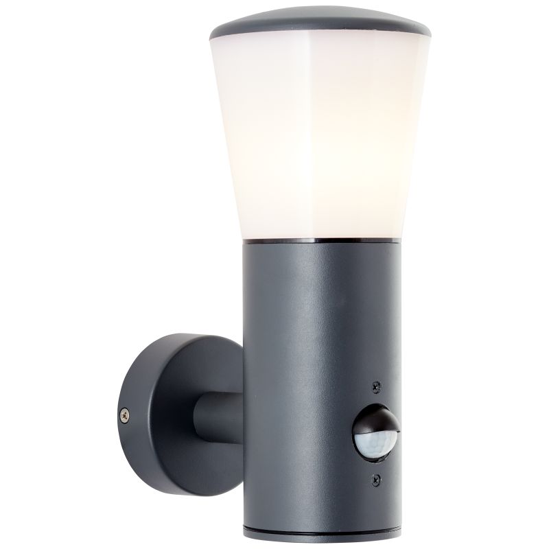 Cliffi Anthrazit außenlampe Von Brilliant - Der eingebaute Bewegungssensor schaltet die Leuchte bei Dunkelheit automatisch ein und l&auml;sst sich in Leuchtdauer und Empfindlichkeit einstellen.