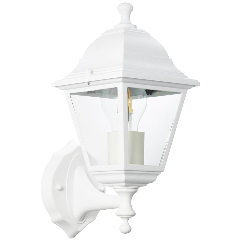 Nissie Weiß außenlampe Von Brilliant - Die Nissie Wandleuchte eignet sich perfekt zur Beleuchtung von Eingängen oder Terrassentüren und schafft Sicherheit an dunklen Abenden.