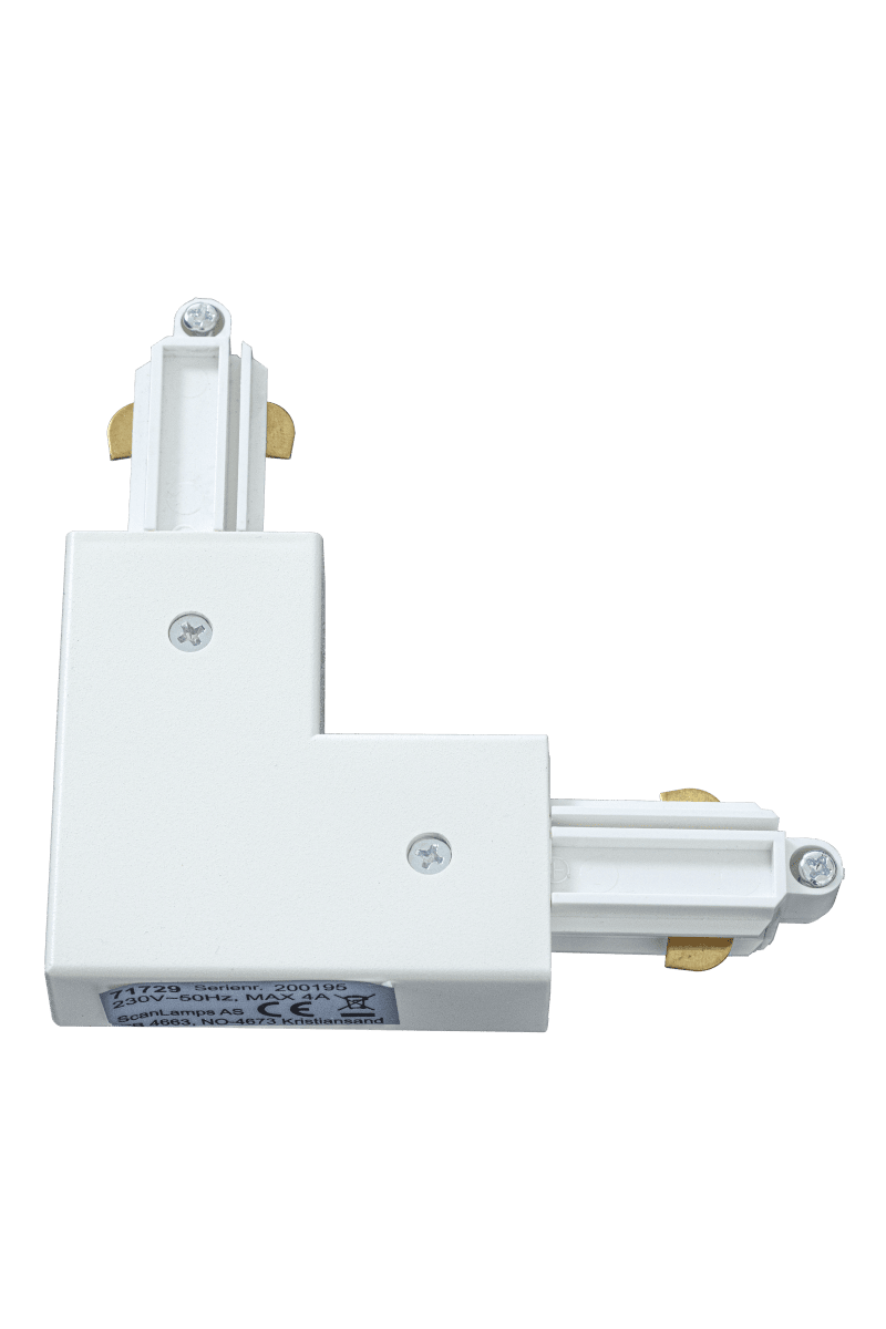 L-Stück Links Mattweiß Von Aneta Lighting - Verbindung mit 90&deg; Winkel zum Trackline-Schienensystem von Aneta.