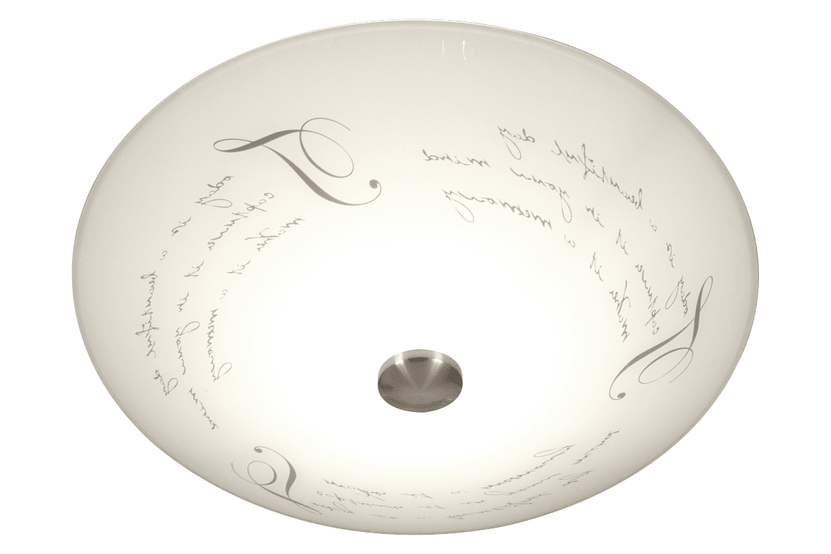 Skrift Ø50 Weiß deckenleuchte Von Aneta Lighting - Der Schirm ist leicht muschelförmig und passt mit seinem feinen Muster und den Metalldetails in jedes Interieur.