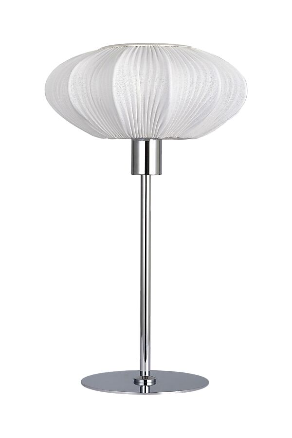 Mamsell 37cm Chrom tischlampe Von Aneta Lighting - Die Tischleuchte Mamsell ist mit fein plissiertem Stretchstoff bespannt, der für ein angenehmes, leicht gedämpftes Licht sorgt.