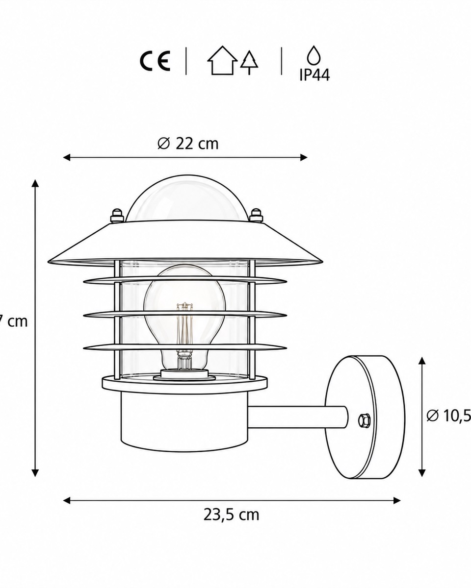 Ystad Schwarz außenlampe Von Nordic Lighting - Die Wandleuchte Ystad ist eine klassische und stilvolle Au&szlig;enleuchte aus Aluminium mit Klarglas.