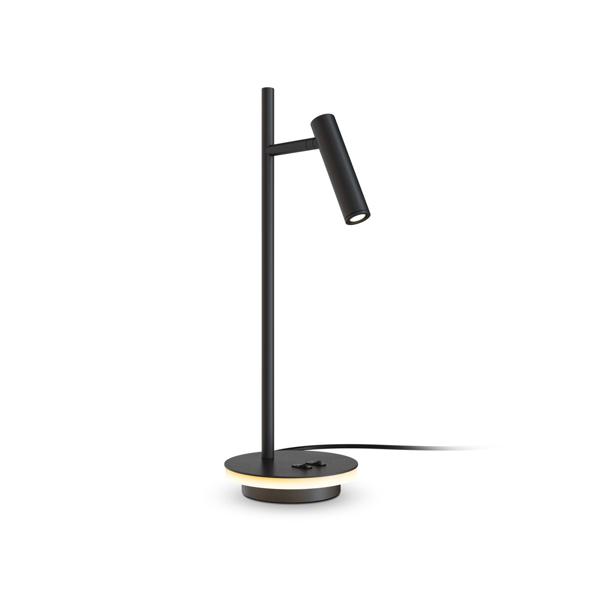 Estudo 45cm Schwarz schreibtischlampe Von Maytoni - Die minimalistische Form und der elegante Sockel mit integrierter Lichtkante machen Estudo zu einer vielseitigen und eleganten Ergänzung für Zuhause und das Büro.