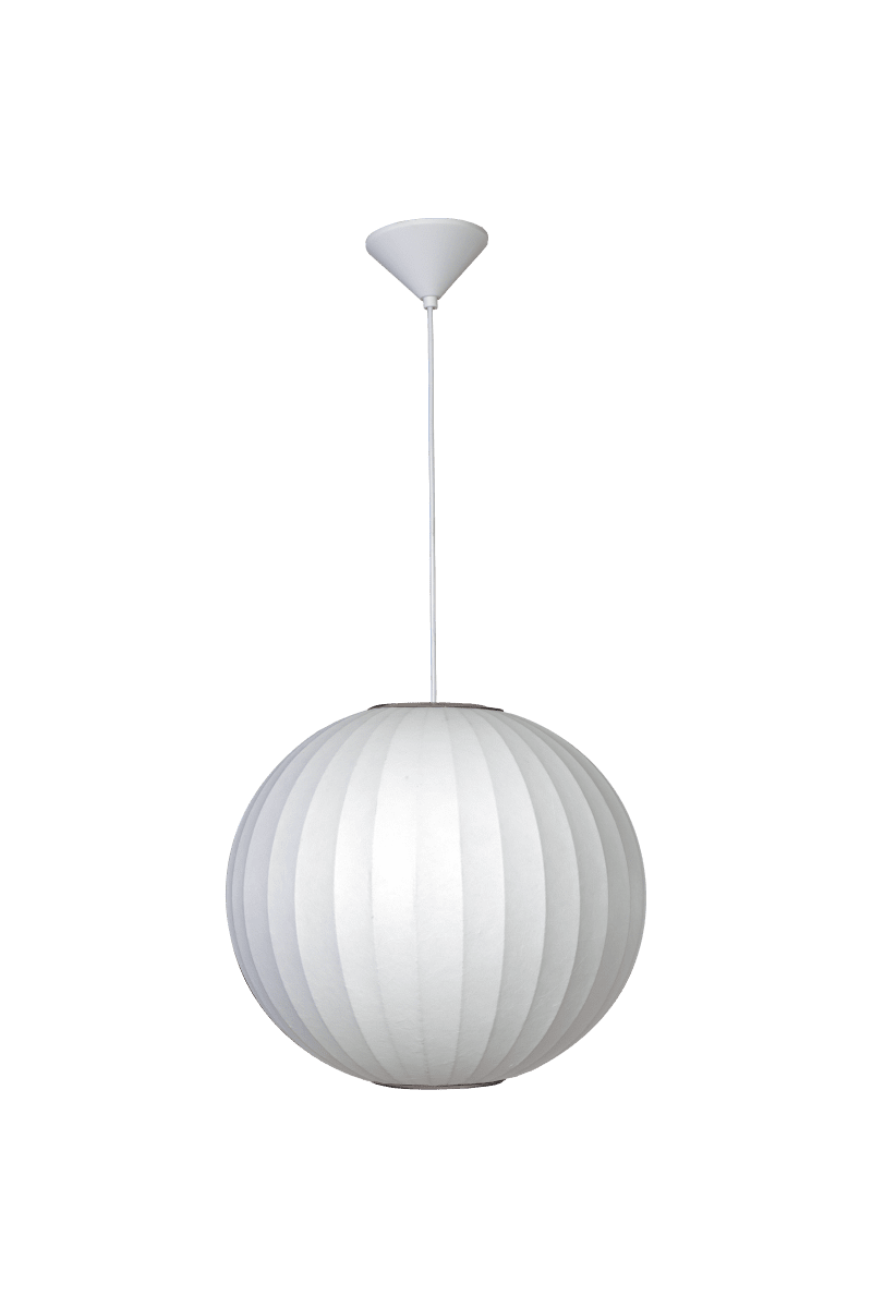 Kanoa Ø40 Weiß hängelampe Von Aneta Lighting - Im eingeschalteten Zustand verbreitet die Lampe ein angenehmes Licht, das durch den Stoff dringt und zu einer warmen und behaglichen Atmosph&auml;re im Raum beitr&auml;gt.