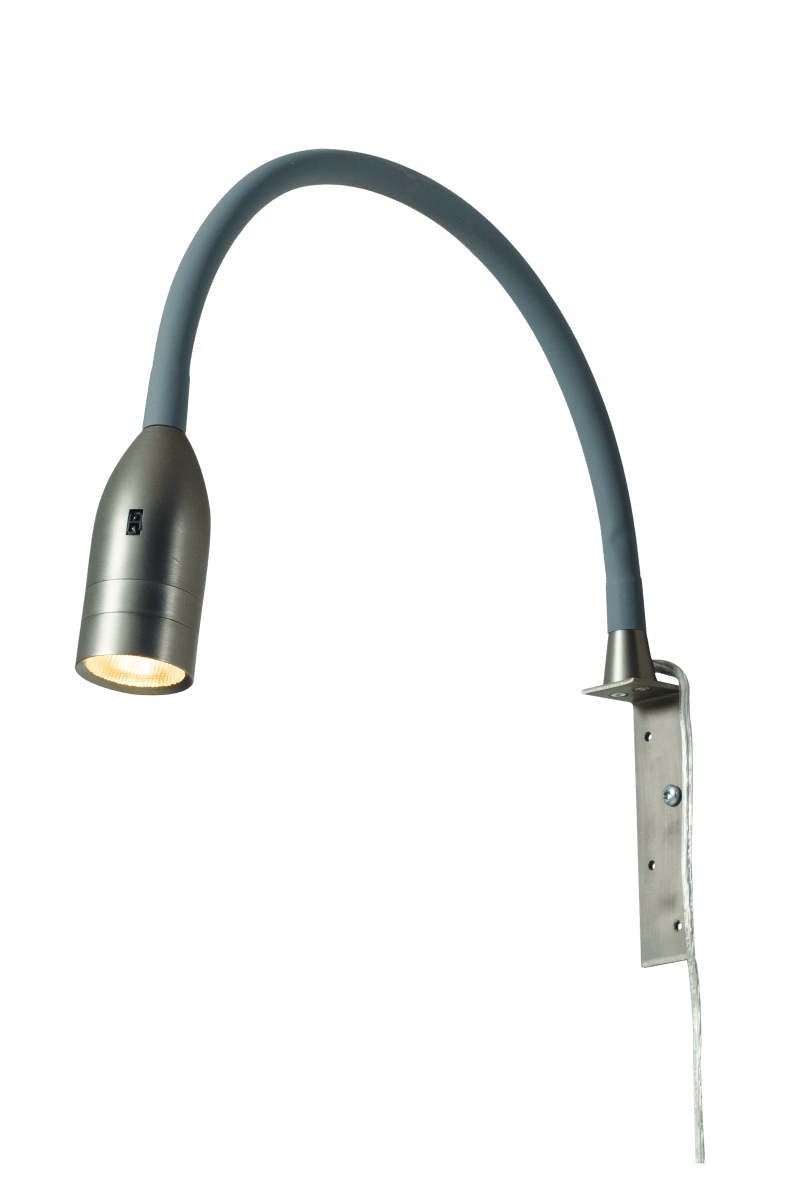 Sensilo Zinn/Grau leselampe Von Aneta Lighting - Stilvolles Design aus Metall in Zinnoptik und mit einem silikonbeschichteten Flexarm in Grau, der die Lichtausrichtung erleichtert.