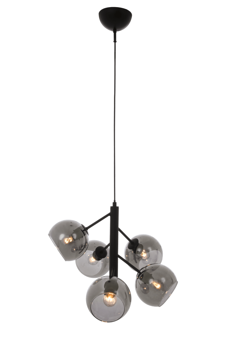 Atom Ø48 Rauchfarben hängelampe Von Aneta Lighting - Die fünf Glaskuppeln aus Rauchglas sorgen für eine angenehme Lichtverteilung im Raum, ohne zu blenden.